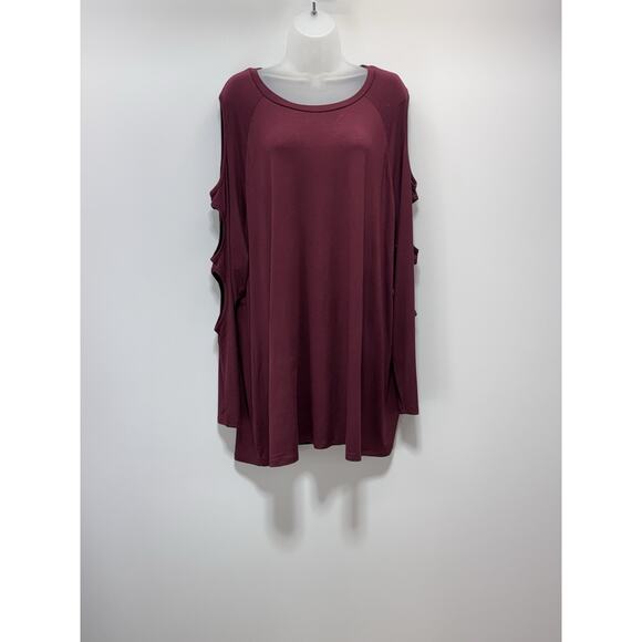 A&I Round Neck 3/4 Peep Hole Sleeve Top Maroon Women’s Size 3X NWT - Picture 1 of 8